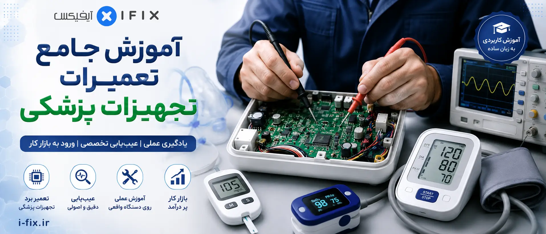 آموزش تعمیرات تجهیزات پزشکی از صفر تا صد | مسیر ورود به بازار کار 3 آموزش تعمیرات تجهیزات پزشکی از صفر تا صد مسیر ورود به بازار کار-آیفیکس مرکز آموزش آنلاین تعمیرات تجهیزات پزشکی و دندانپزشکی